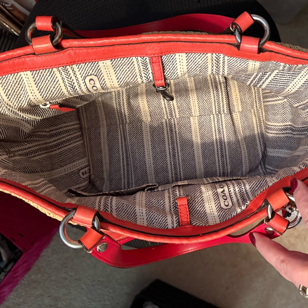 Coach Stylish Orange and Tan Women's Tote Bag - Picture 3 of 3